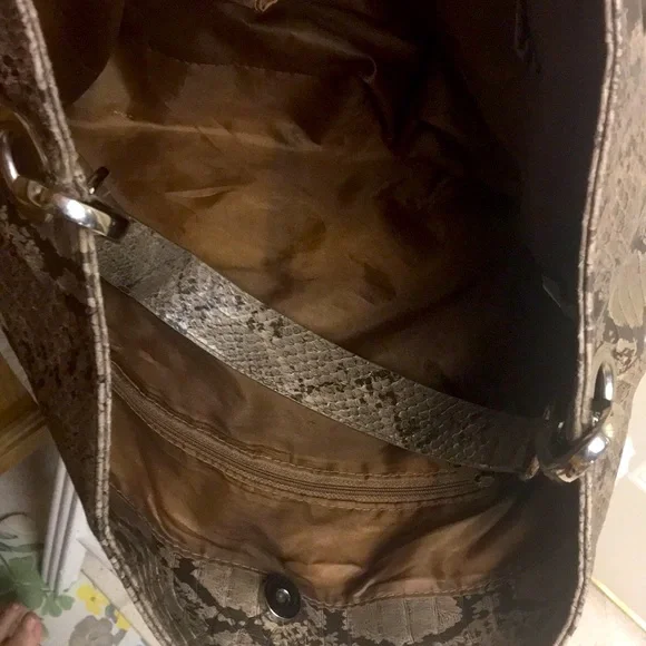 Taupe Snake Print Shoulder Bag - Picture 8 of 10